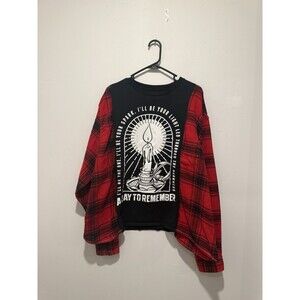 Reworked Upcycle Grunge Oversize A Day To Remember Flannel Sweater L/XL